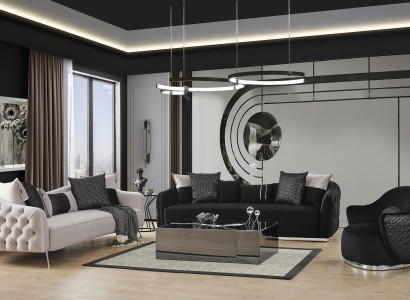 Sofa set sofa armchair 431-seater fabric luxury sofas white black